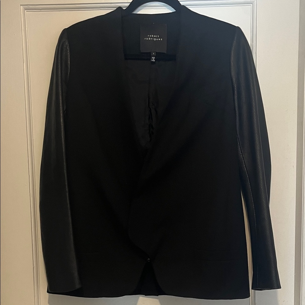 Robert Rodriguez Black Blazer with Leather Accents